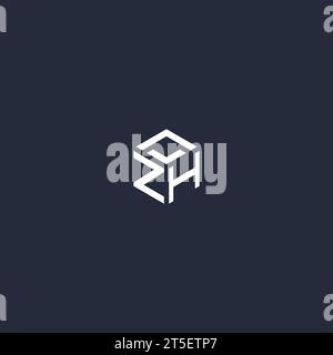 ZH initial hexagon logo design inspiration Stock Vector