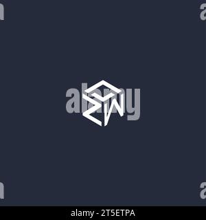 ZW initial hexagon logo design inspiration Stock Vector
