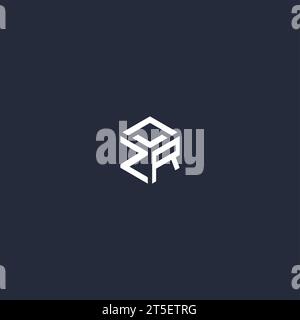 ZR initial hexagon logo design inspiration Stock Vector