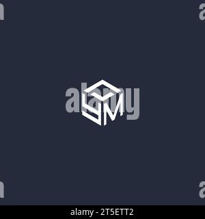 YM initial hexagon logo design inspiration Stock Vector