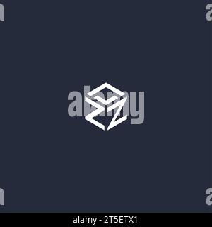 ZZ initial hexagon logo design inspiration Stock Vector