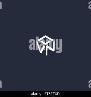 VN initial hexagon logo design inspiration Stock Vector