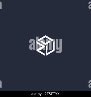 ZU initial hexagon logo design inspiration Stock Vector