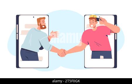 Greeting friends on smartphone vector concept Stock Vector