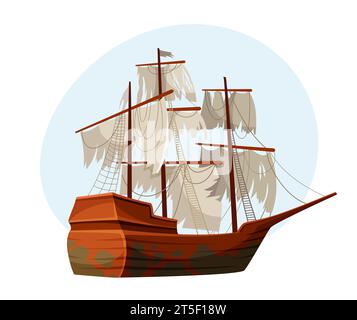 Old pirate ship vector sticker Stock Vector