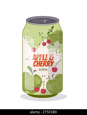 Fruit soda in aluminium can vector Stock Vector