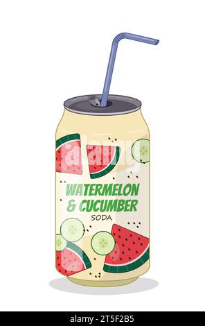 Fruit soda in aluminium can vector Stock Vector