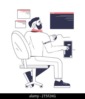 System administrator or engineer vector line Stock Vector