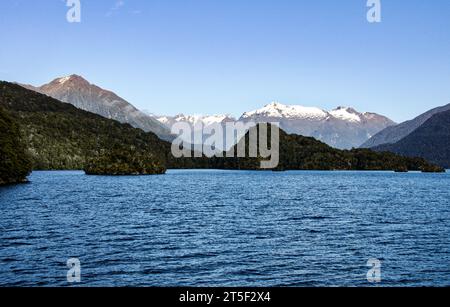 View from the boat heading towards the glow worms on lake Te Anau in New Zealand Stock Photo