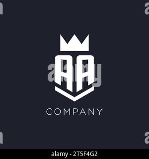 AA logo with shield and crown, initial monogram logo design ideas Stock Vector