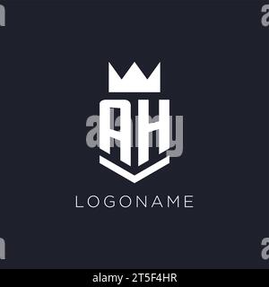 AH logo with shield and crown, initial monogram logo design ideas Stock Vector