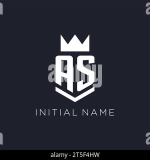 AS logo with shield and crown, initial monogram logo design ideas Stock Vector