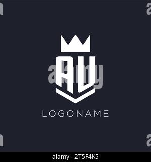 AU logo with shield and crown, initial monogram logo design ideas Stock Vector