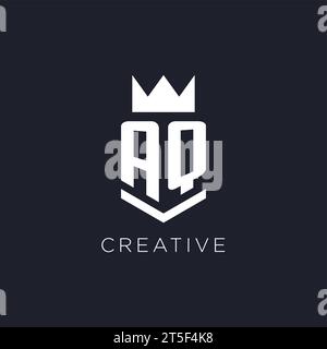 AQ logo with shield and crown, initial monogram logo design ideas Stock Vector