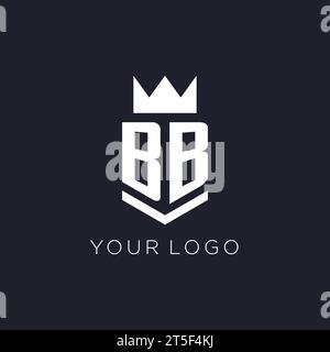 BB logo with shield and crown, initial monogram logo design ideas Stock Vector
