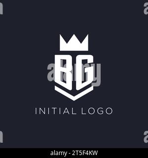 BG logo with shield and crown, initial monogram logo design ideas Stock Vector