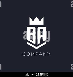 BA logo with shield and crown, initial monogram logo design ideas Stock Vector