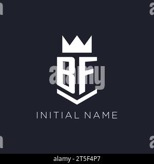 BF logo with shield and crown, initial monogram logo design ideas Stock Vector