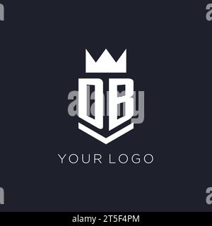 DB logo with shield and crown, initial monogram logo design ideas Stock Vector