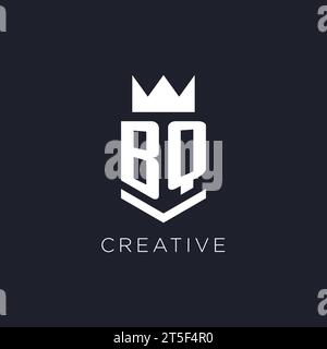 BQ logo with shield and crown, initial monogram logo design ideas Stock Vector
