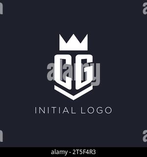 CG logo with shield and crown, initial monogram logo design ideas Stock Vector