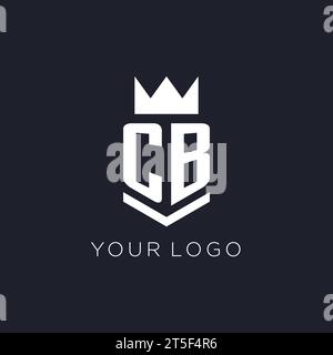 CB logo with shield and crown, initial monogram logo design ideas Stock Vector