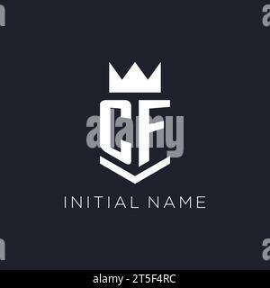 CF logo with shield and crown, initial monogram logo design ideas Stock Vector