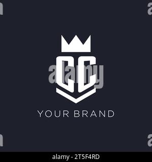 CC logo with shield and crown, initial monogram logo design ideas Stock Vector