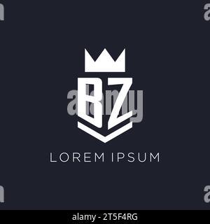 BZ logo with shield and crown, initial monogram logo design ideas Stock Vector