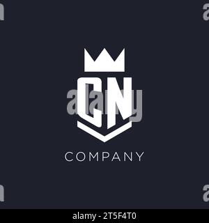 CN logo with shield and crown, initial monogram logo design ideas Stock Vector