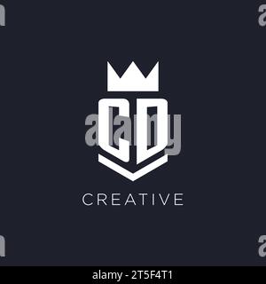 CD logo with shield and crown, initial monogram logo design ideas Stock Vector