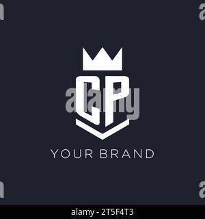 CP logo with shield and crown, initial monogram logo design ideas Stock Vector