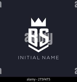 BS logo with shield and crown, initial monogram logo design ideas Stock Vector