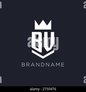 BV logo with shield and crown, initial monogram logo design ideas Stock Vector