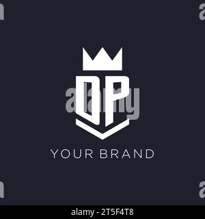DP logo with shield and crown, initial monogram logo design ideas Stock Vector