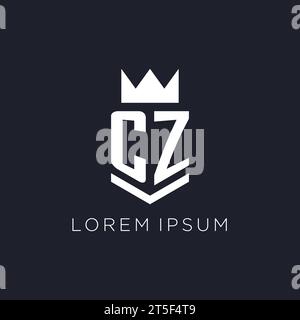 CZ logo with shield and crown, initial monogram logo design ideas Stock Vector