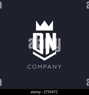 DN logo with shield and crown, initial monogram logo design ideas Stock Vector