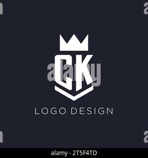 CK logo with shield and crown, initial monogram logo design ideas Stock Vector