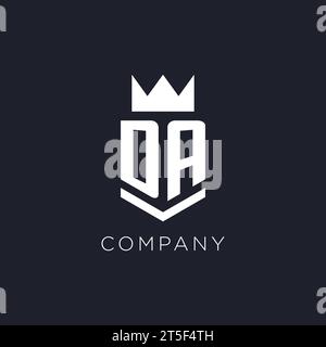 DA logo with shield and crown, initial monogram logo design ideas Stock Vector