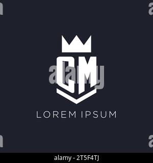 CM logo with shield and crown, initial monogram logo design ideas Stock Vector