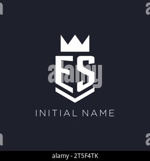 ES logo with shield and crown, initial monogram logo design ideas Stock Vector