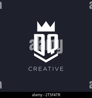 DQ logo with shield and crown, initial monogram logo design ideas Stock Vector