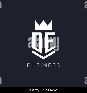 DE logo with shield and crown, initial monogram logo design ideas Stock Vector