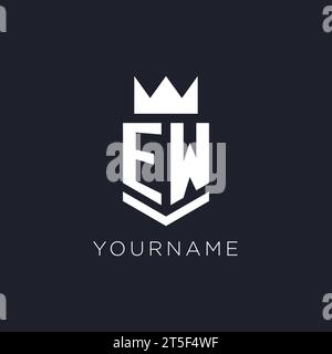 EW logo with shield and crown, initial monogram logo design ideas Stock Vector