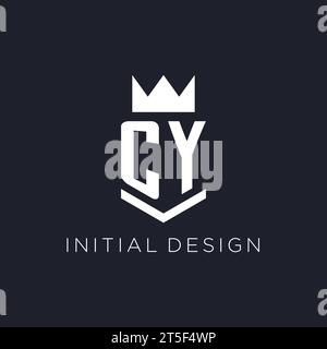 CY logo with shield and crown, initial monogram logo design ideas Stock Vector