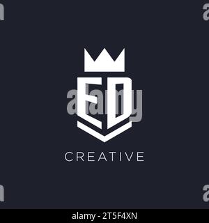ED logo with shield and crown, initial monogram logo design ideas Stock Vector