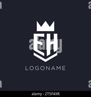 EH logo with shield and crown, initial monogram logo design ideas Stock Vector