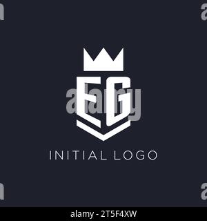 EG logo with shield and crown, initial monogram logo design ideas Stock Vector