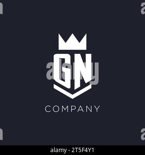 GN logo with shield and crown, initial monogram logo design ideas Stock Vector