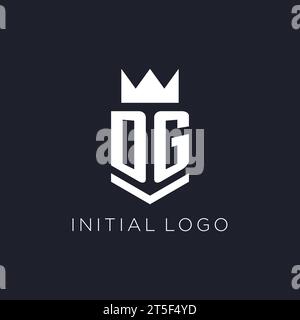 DG logo with shield and crown, initial monogram logo design ideas Stock Vector